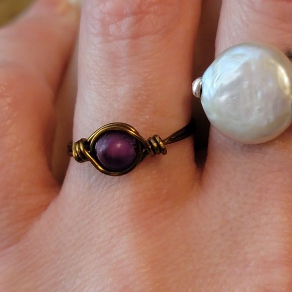 Purple Gemstone Wire Wrapped Ring Size 6.5 - Picture 3 of 8